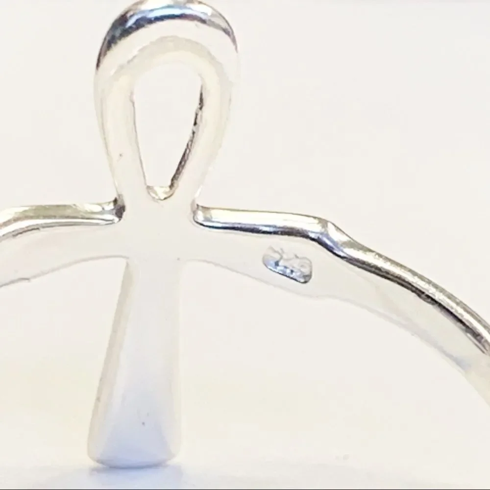 925 Sterling Silver Ankh Cross Ring - Picture 8 of 15